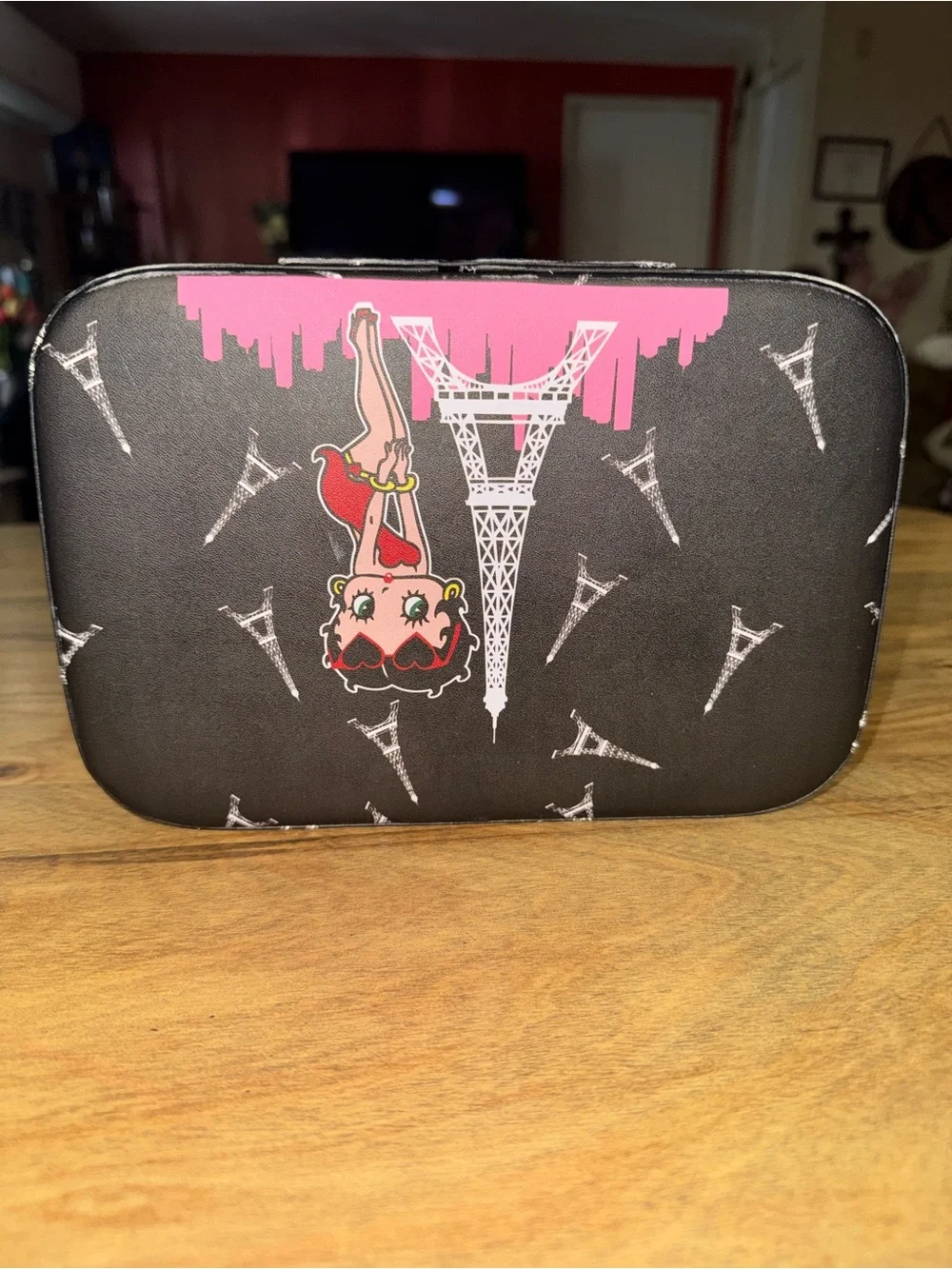 Betty Boop Black and Pink Eiffel Tower Cosmetic Case
